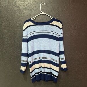 INVESTMENTS Ribbed Blue Gray 3/4 Sleeve Sweater Size 1X NC0362